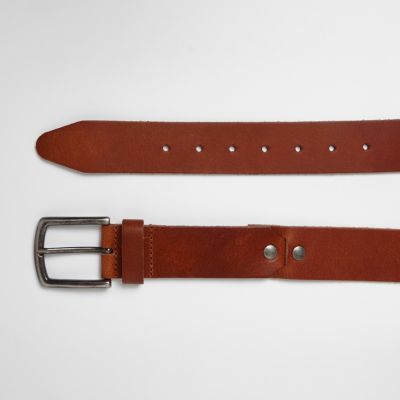 Tan leather stud belt
